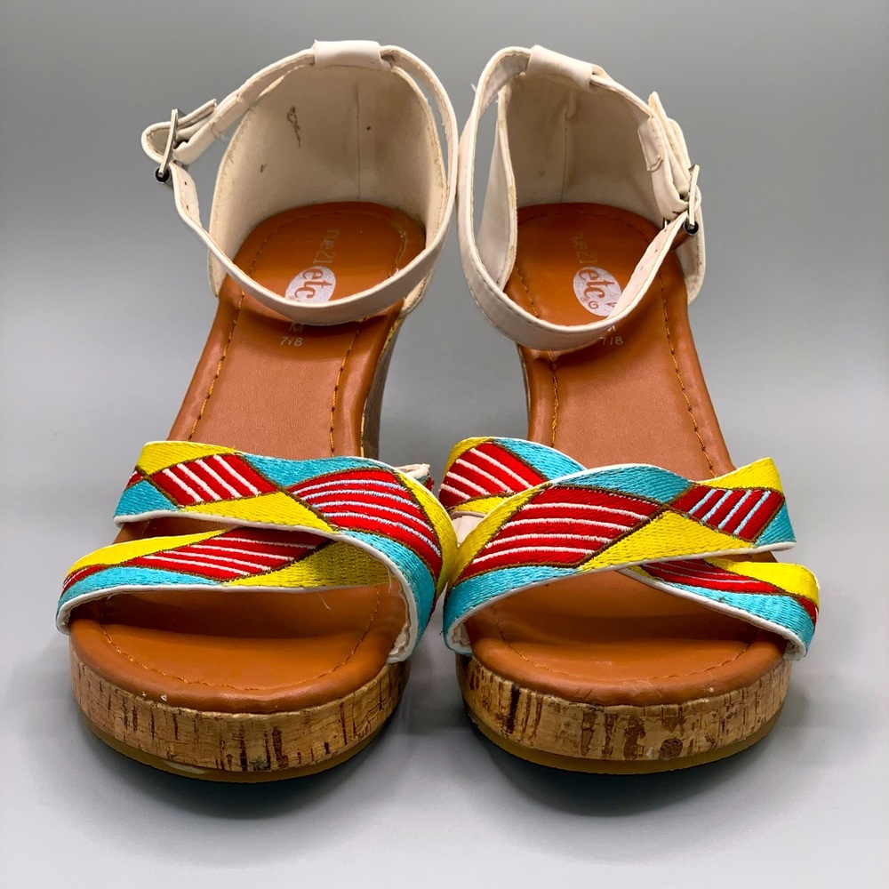 Tribal pattern wedge sandals